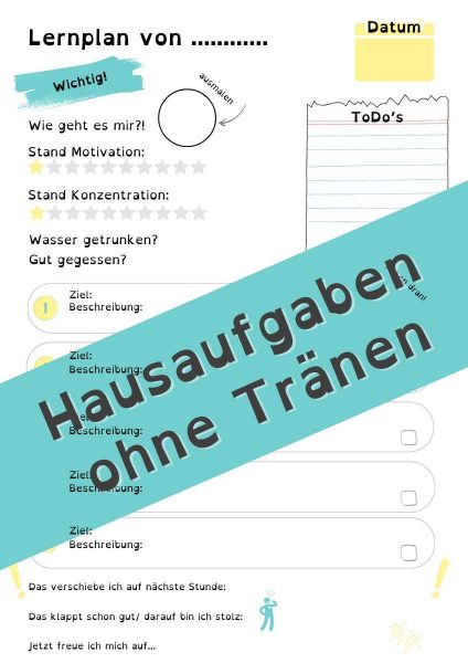 Visualisierter Lernplan für Hausaufgaben- oder Lernzeit